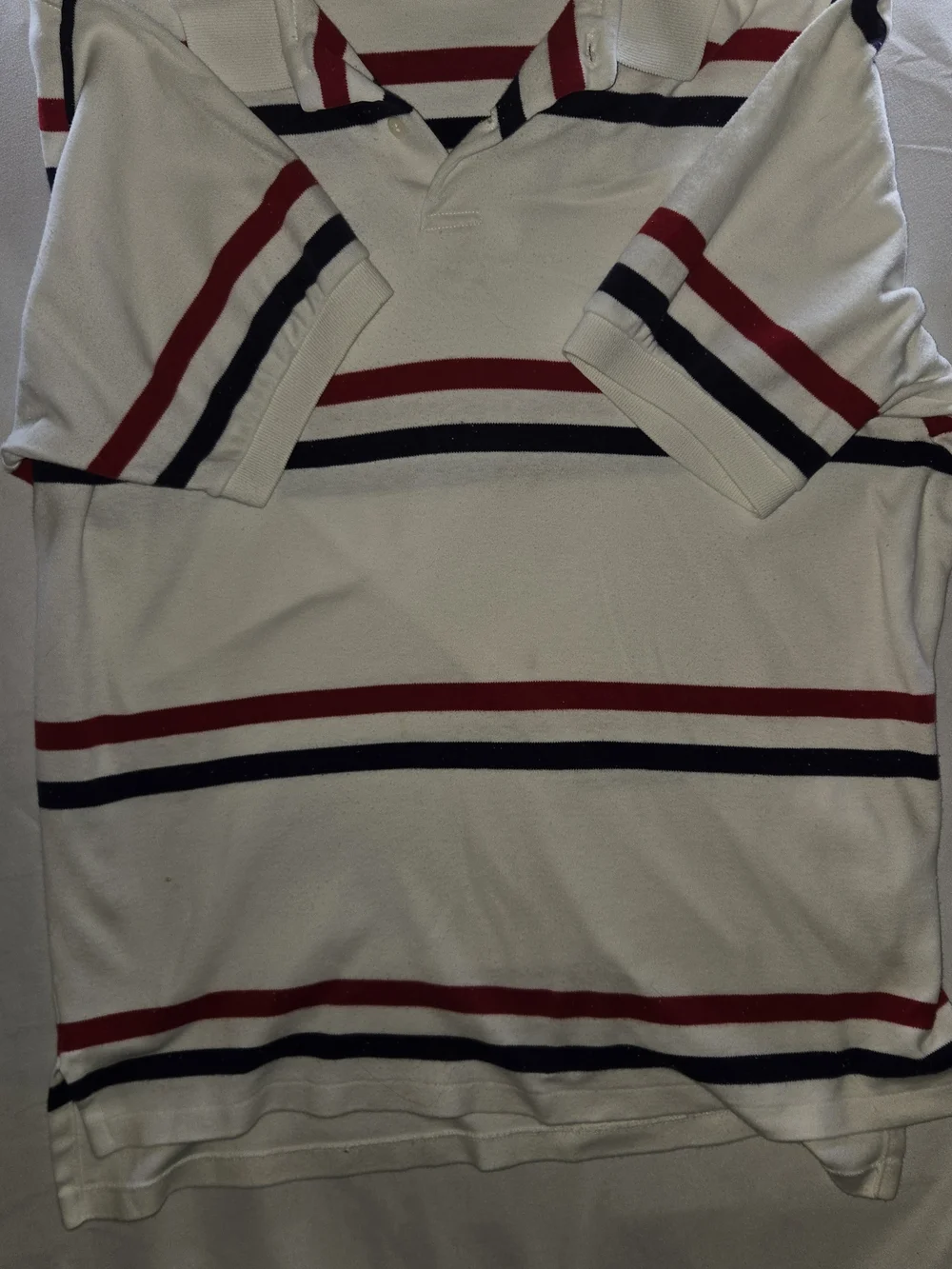 Ralph Lauren White Polo with Red and Navy Stripes